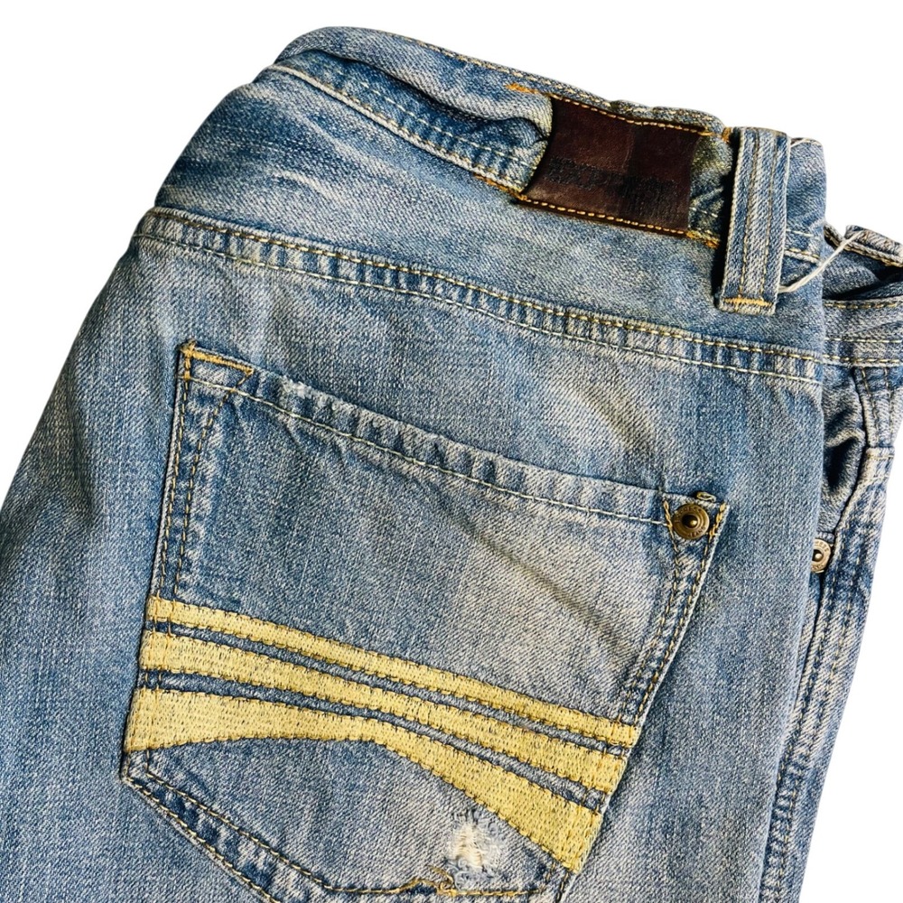 Vintage Express Men's Jeans Distressed‎ Straight Leg Loose Light Wash 34x32